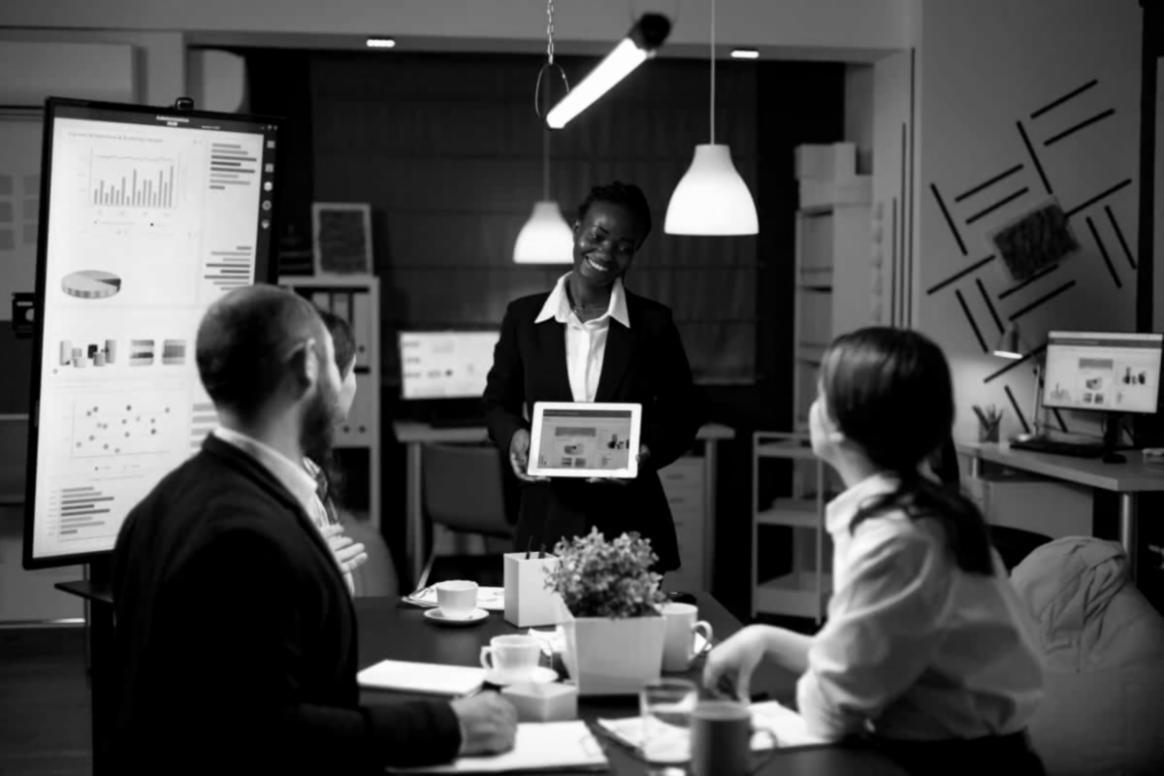 Echipa Brisavelivelo lucrând împreună la strategii de planificare economică